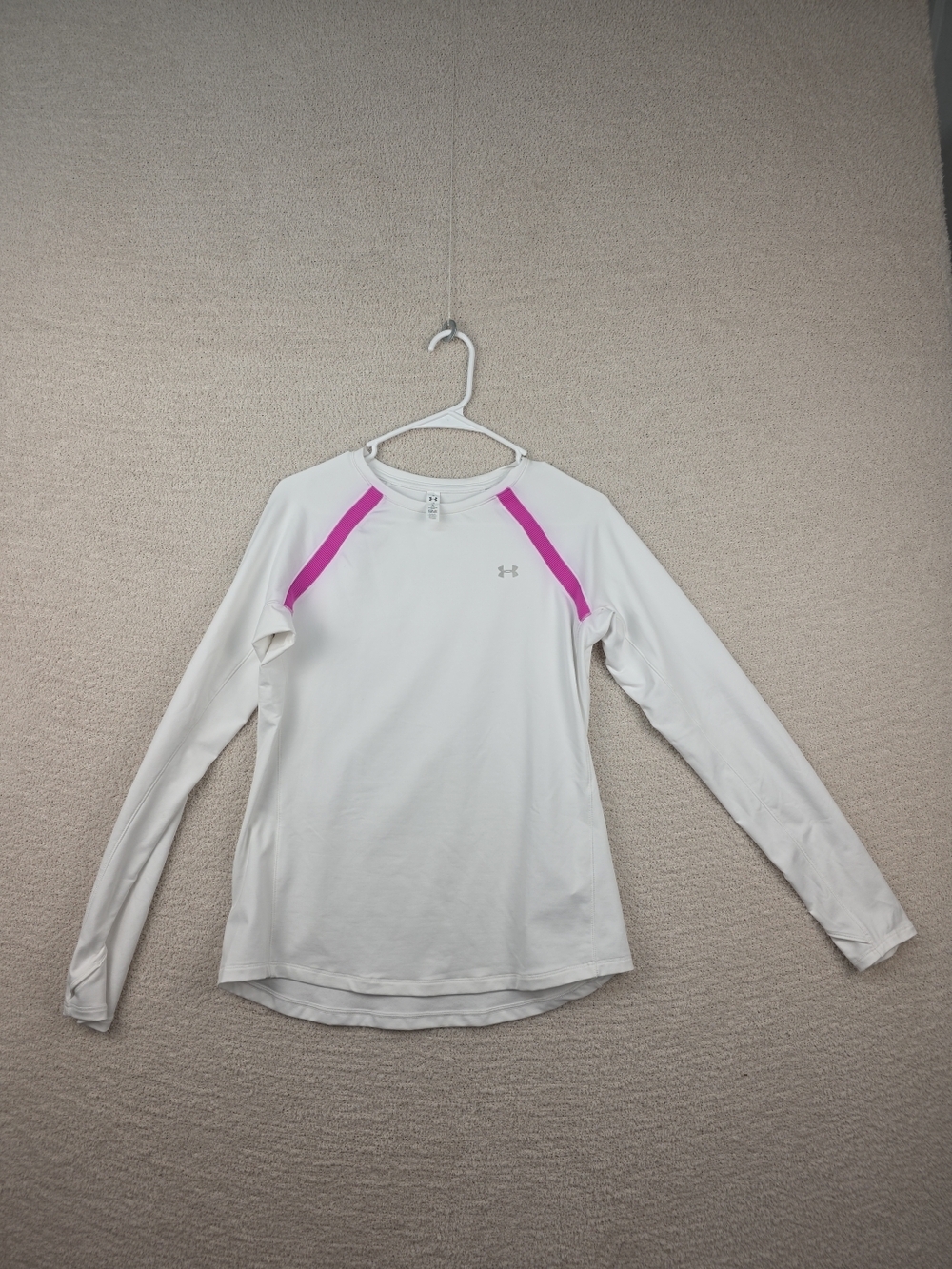 Under Armour White Performance Top with Light Pink Accents